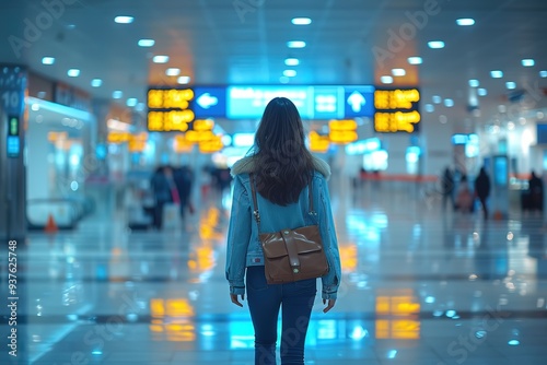 Airport Arrival Hall Welcome Sign A welcome sign in the arrival hall, greeting passengers in multiple languages
