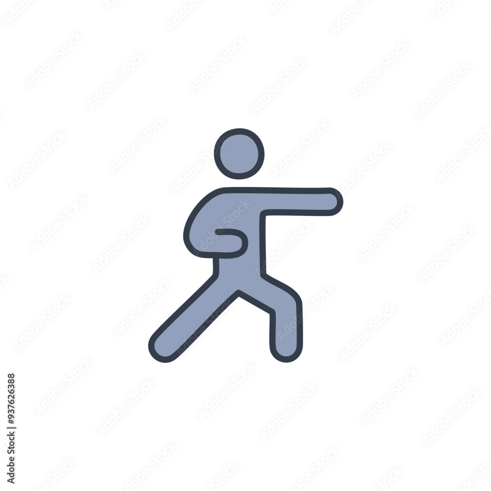 Simple stick figure in a fighting pose. Illustration of a simple stick figure in a fighting stance, ready to strike.