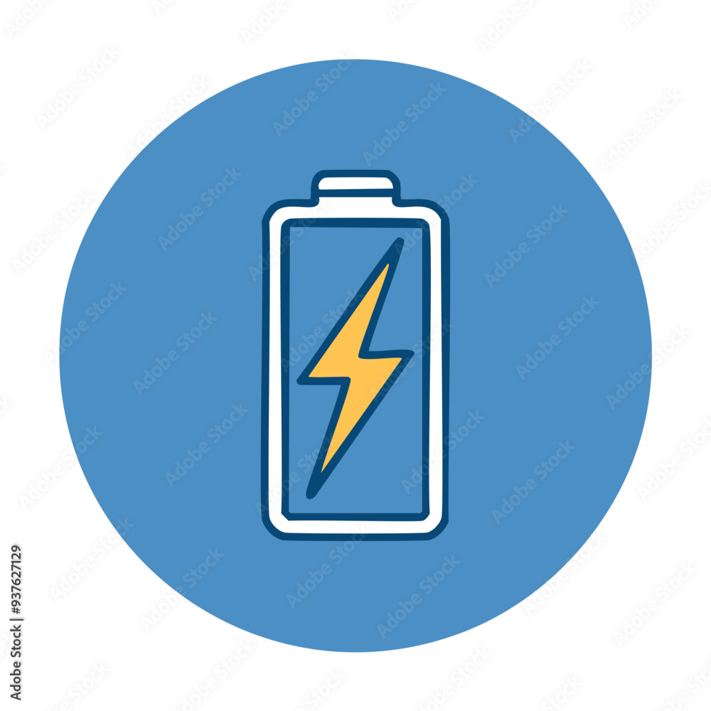 Full battery charge icon. A simple icon of a battery with a lightning bolt, indicating a full charge. Full battery charge icon. A simple icon of a battery with a lightning bolt, indicating a full charge.