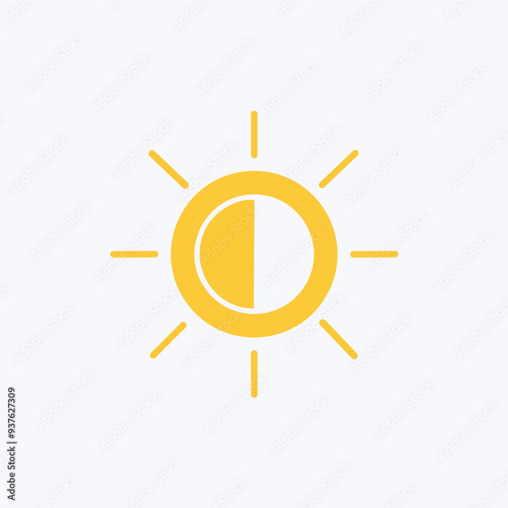 Half sun icon design. Modern, minimalist icon of a half sun, ideal for use in web design, mobile applications, and presentations. Half sun icon design. Modern, minimalist icon of a half sun, ideal for use in web design, mobile applications, and presentations.