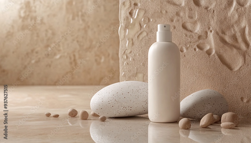 Clean White Body Lotion Bottle on Light Brown Background for Skincare Mockup Presentation Skincare Mockup Clean White Body Lotion Bottle on Light Brown Background for Skincare Mockup Presentation Skincare Mockup