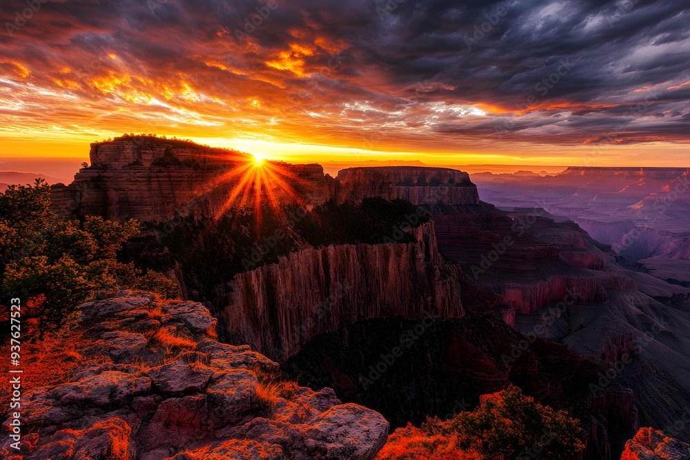 Obraz premium Atemberaubender Sonnenuntergang im Grand Canyon