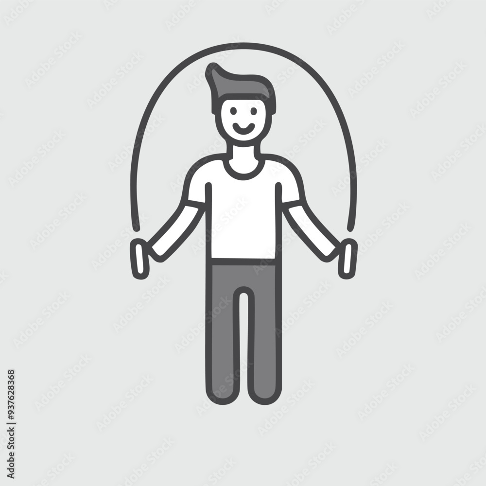 Happy man jumping rope exercise. A cheerful man enjoying a workout with a jump rope. This simple illustration depicts the joy of exercise and physical activity. Happy man jumping rope exercise. A cheerful man enjoying a workout with a jump rope. This simple illustration depicts the joy of exercise and physical activity.
