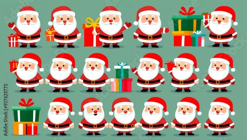 Set of different Santa Claus stickers