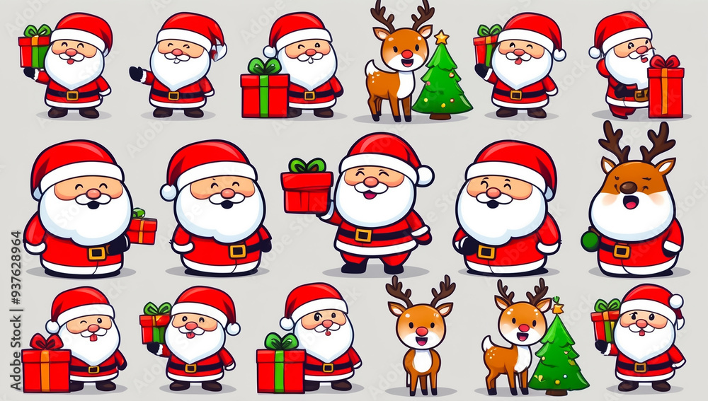 Set of different Santa Claus stickers Set of different Santa Claus stickers