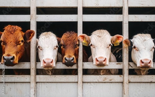 Multi-compartment livestock trailer with different animals separated, Multi-compartment Livestock Trailer, organized and efficient logistics photo