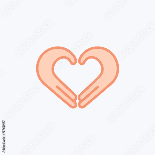 Hands forming heart shape icon. Simple vector icon of two hands forming a heart shape, representing love, care, and affection.