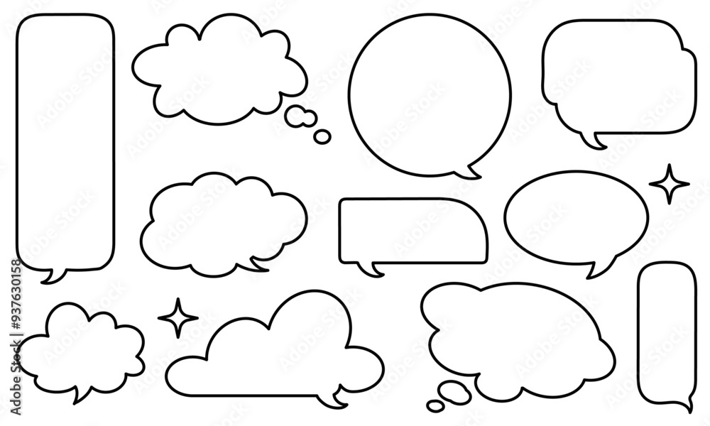 A simple handwritten style balloon set. Comic text speech bubble on transparent background. Vector illustration A simple handwritten style balloon set. Comic text speech bubble on transparent background. Vector illustration
