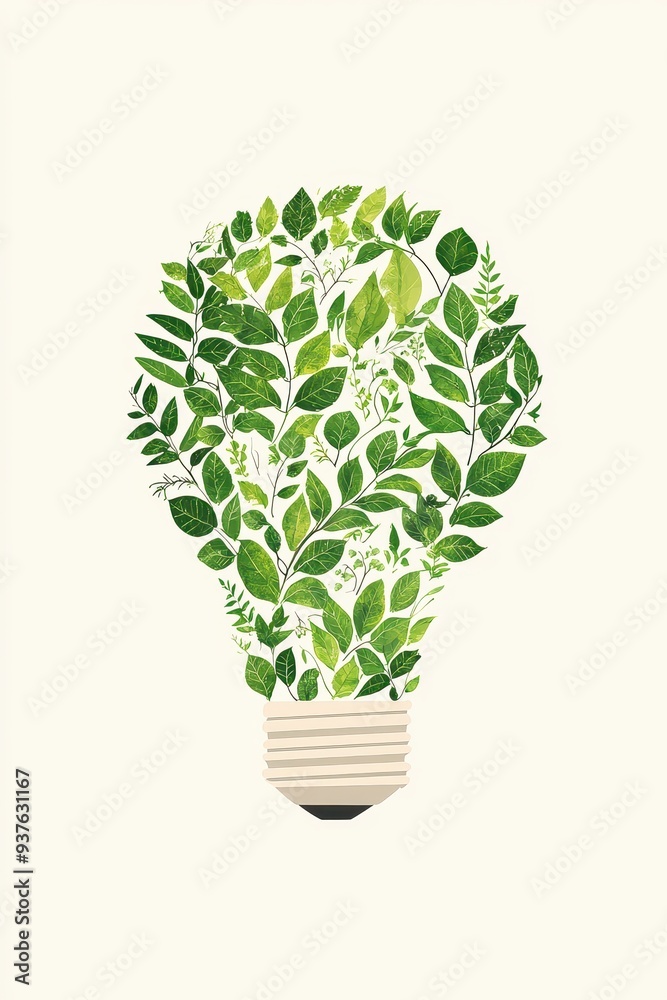 Green Lightbulb With Leaves Concept Ecology Nature Eco Friendly Green Lightbulb With Leaves Concept Ecology Nature Eco Friendly
