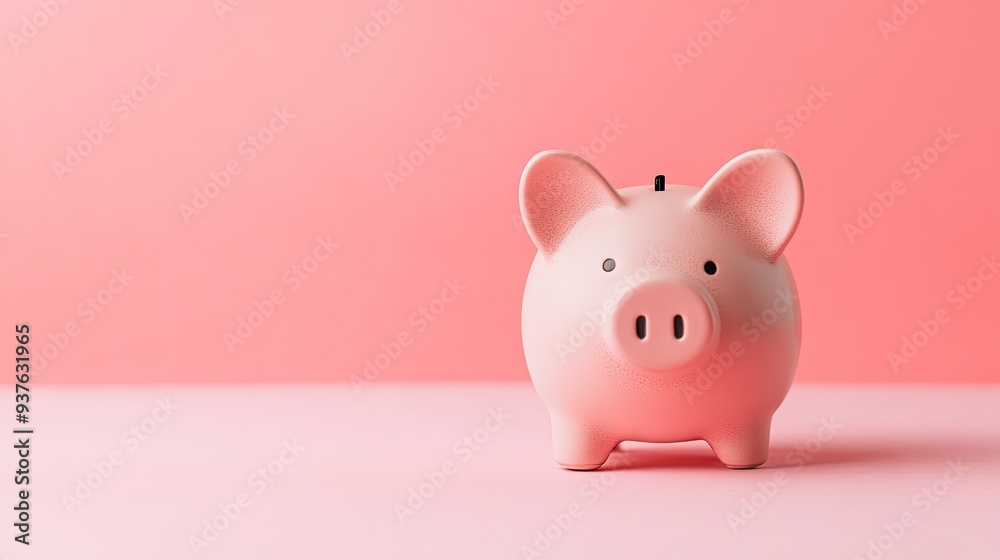 A simple pink piggy bank standing on a solid color background, with room for a message about money management. A simple pink piggy bank standing on a solid color background, with room for a message about money management.