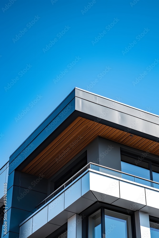 Macro shot of modern house with clean lines and a high contrast daytime scene AI generated illustration Macro shot of modern house with clean lines and a high contrast daytime scene AI generated illustration