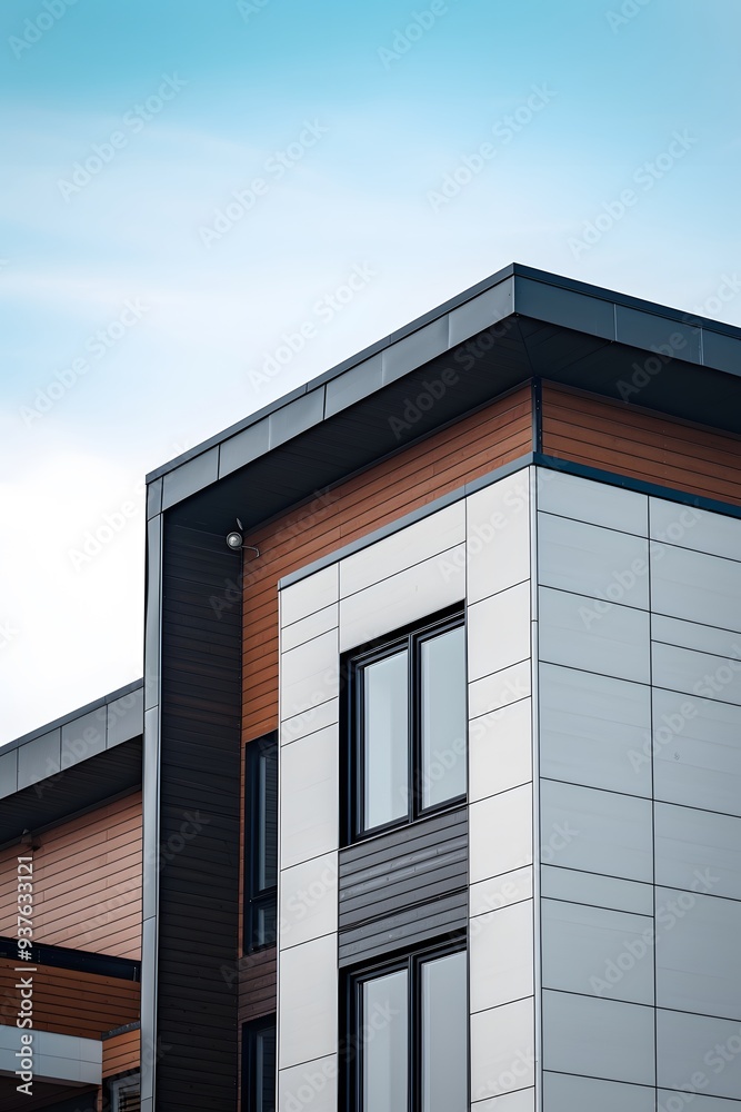 Macro shot of modern house with clean lines and a high contrast daytime scene AI generated illustration Macro shot of modern house with clean lines and a high contrast daytime scene AI generated illustration