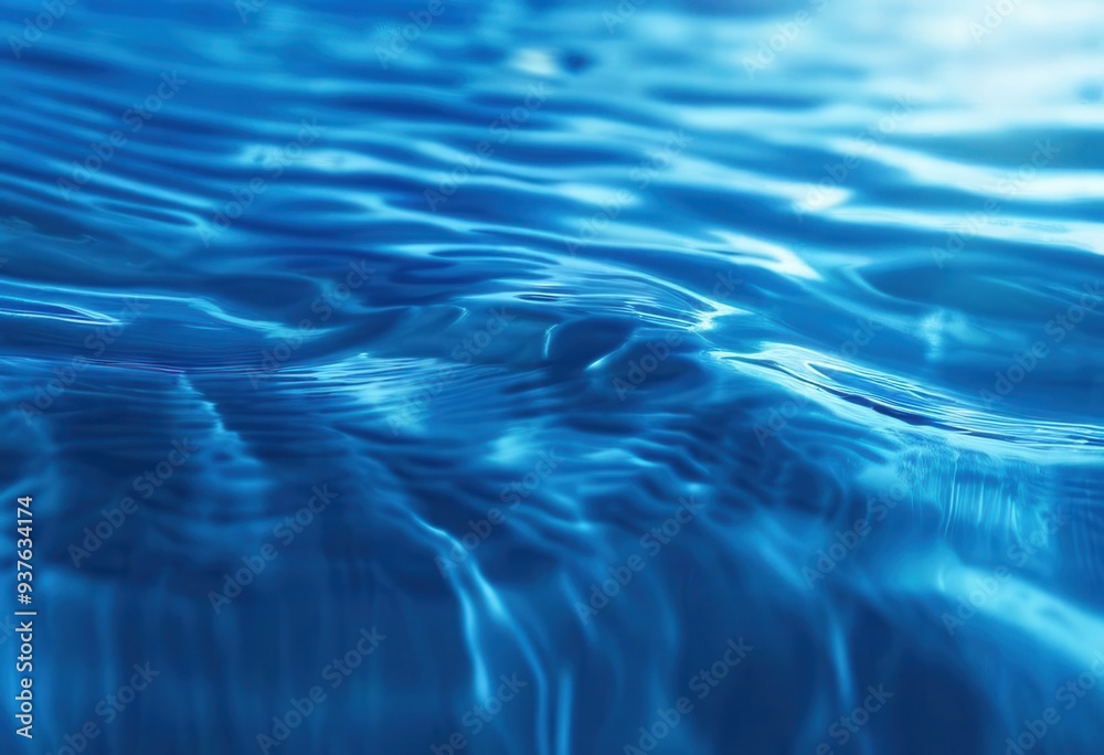 Fototapeta premium Rippling blue wave background with soft focus