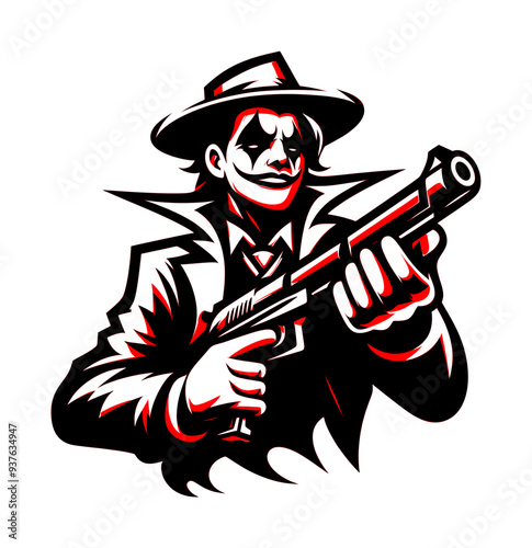 logo icon of a joker holding the gun (artwork 1)