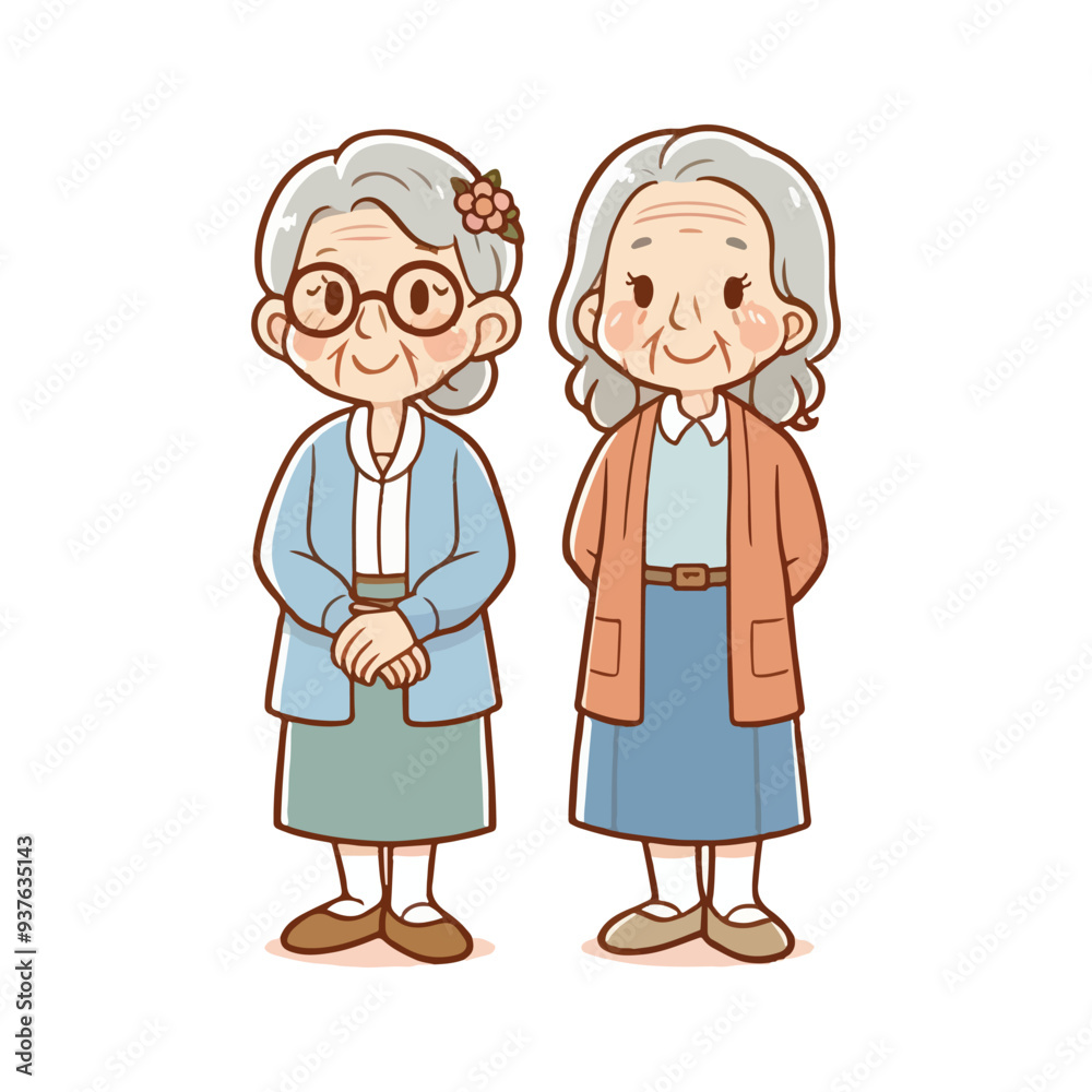 Village old woman cartoon character vector illustration Village old woman cartoon character vector illustration