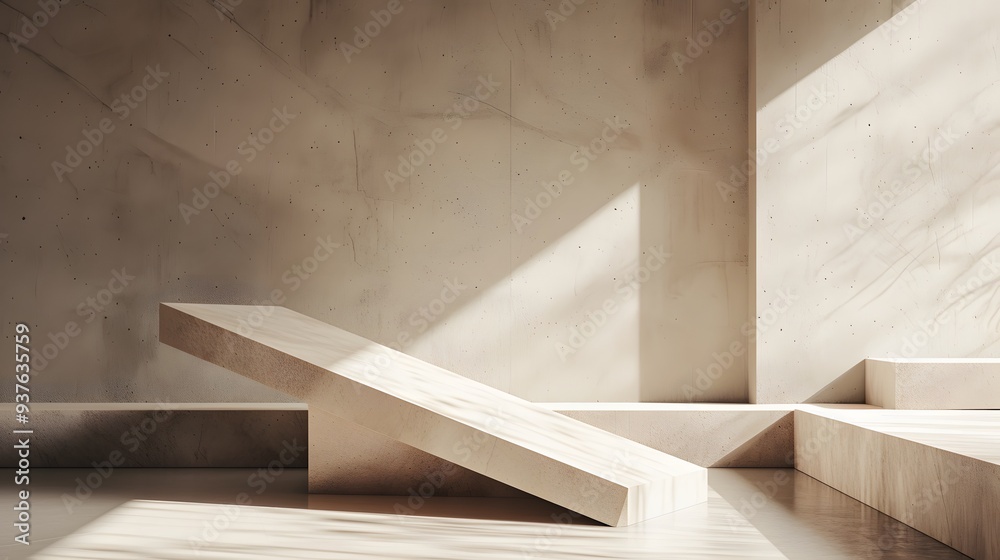 Fototapeta premium Minimalist art concept featuring an angular gypsum podium AI generated illustration