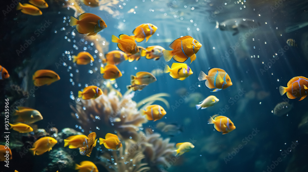 Naklejka premium School of fish swimming underwater