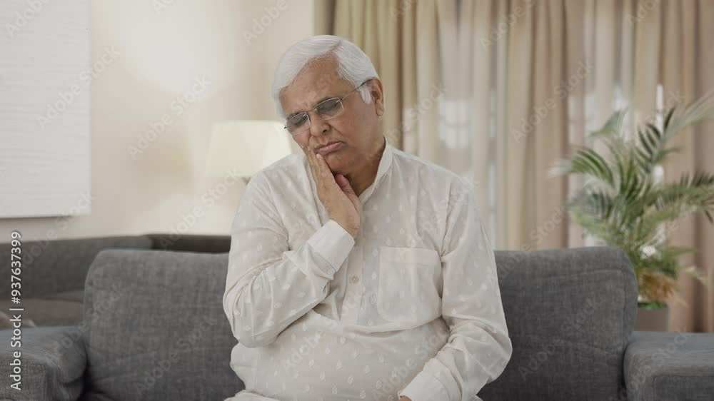 Sick Indian old man suffering from tooth pain Sick Indian old man suffering from tooth pain