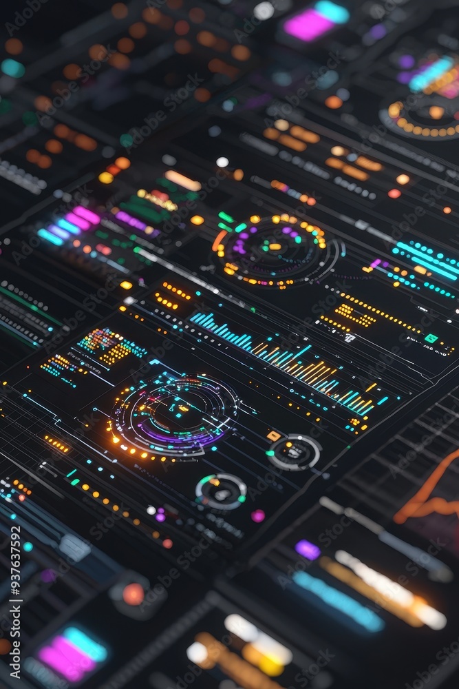 Futuristic Interface With Colorful Lights and Data Visualization Futuristic Interface With Colorful Lights and Data Visualization