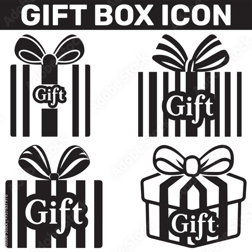 Gift box icon collection flora design vector art.