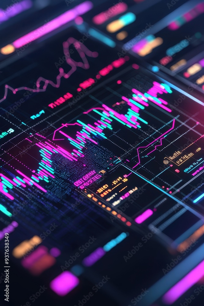 Abstract Neon Stock Market Chart Data Analysis Abstract Neon Stock Market Chart Data Analysis