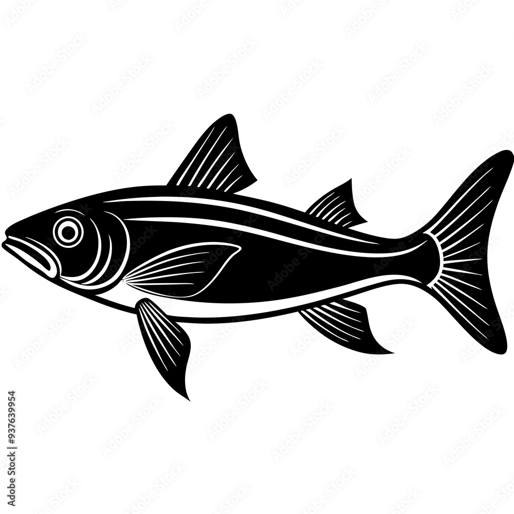 shark cat fish silhouette Vector