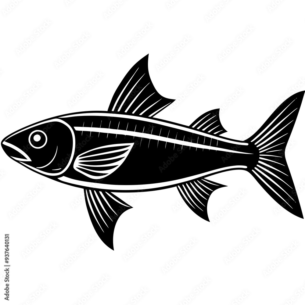 grey mullet fish silhouette Vector SVG