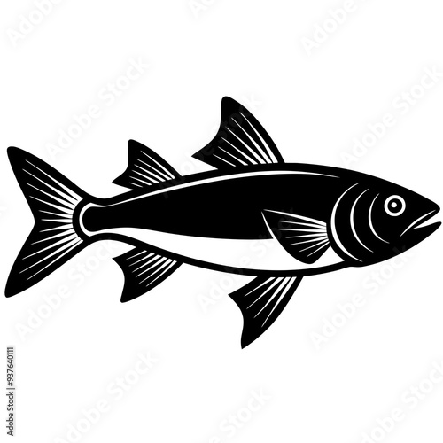 grey mullet fish silhouette Vector SVG