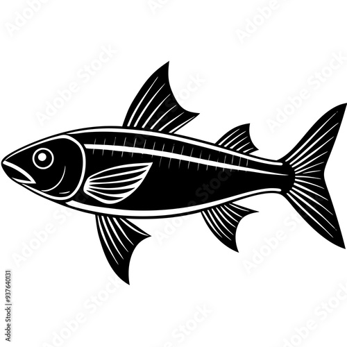 grey mullet fish silhouette Vector SVG