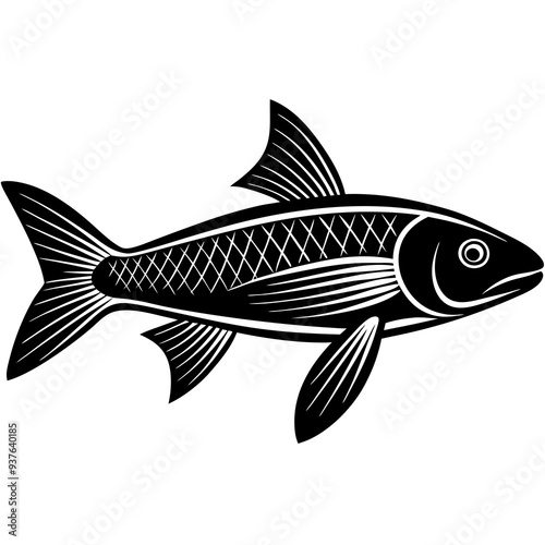 grey mullet fish silhouette Vector SVG