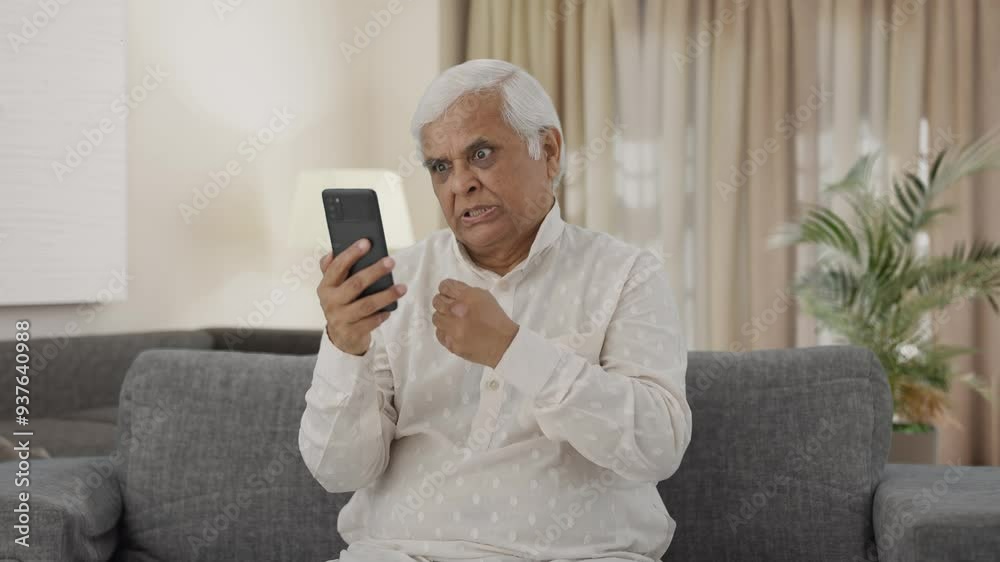 Angry Indian old man shouting on video call Angry Indian old man shouting on video call
