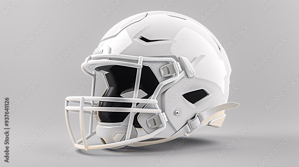 Fototapeta premium Side view of white football helmet