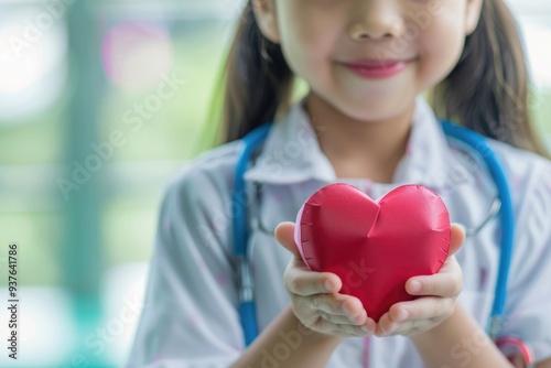 Child holding heart paper cut health love heart disease.