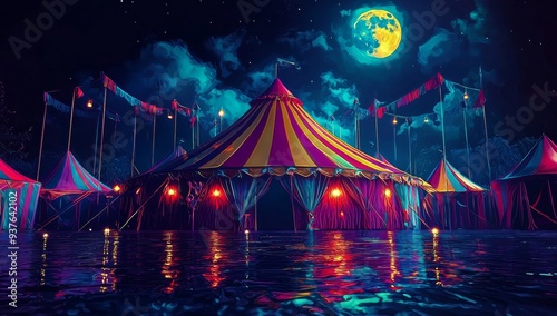 Halloween haunted circus created with generative stock photo