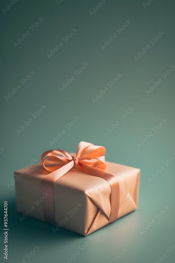 Minimalist image of a beautifully wrapped gift on a smooth glossy surface AI generated illustration Minimalist image of a beautifully wrapped gift on a smooth glossy surface AI generated illustration