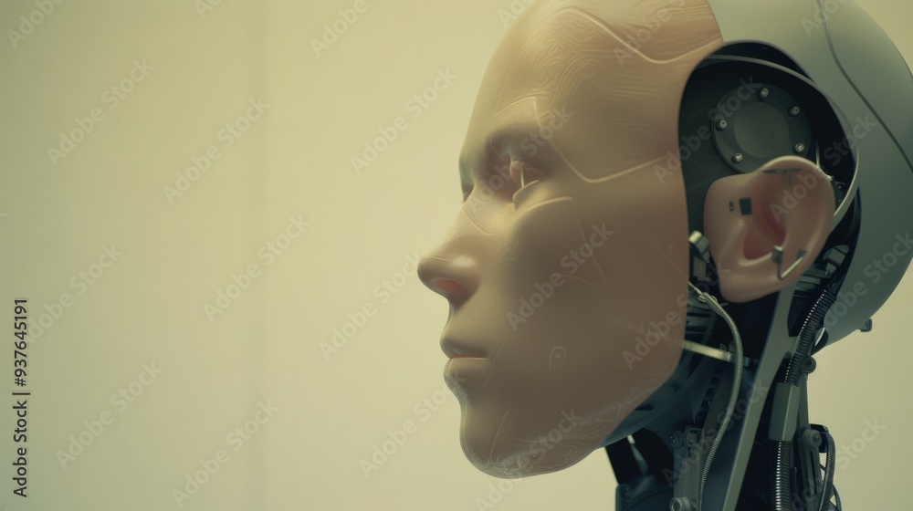 A close-up side profile of a humanoid robot with visible mechanical components, emphasizing the fusion of human and machine elements in advanced robotics. A close-up side profile of a humanoid robot with visible mechanical components, emphasizing the fusion of human and machine elements in advanced robotics.