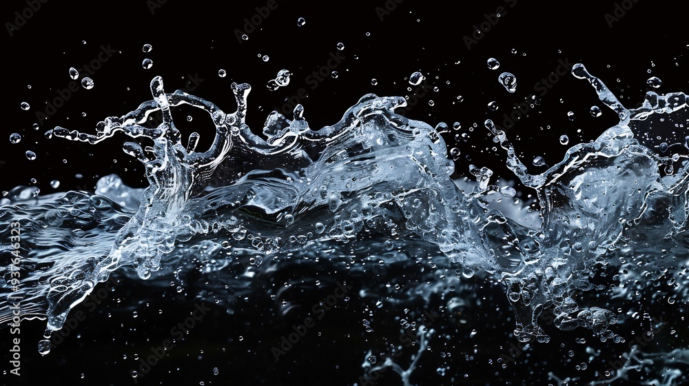 Water Splash Against a Black Background Water Splash Against a Black Background
