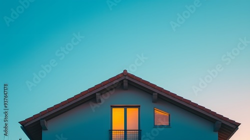 Minimalistic house in the suburbs viewed in a macro perspective during dawn AI generated illustration