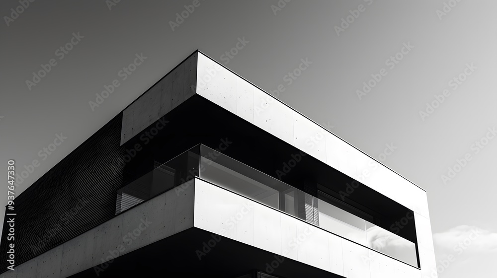 Fototapeta premium Minimalistic house with unique elements in a macro perspective with a monochrome theme AI generated illustration