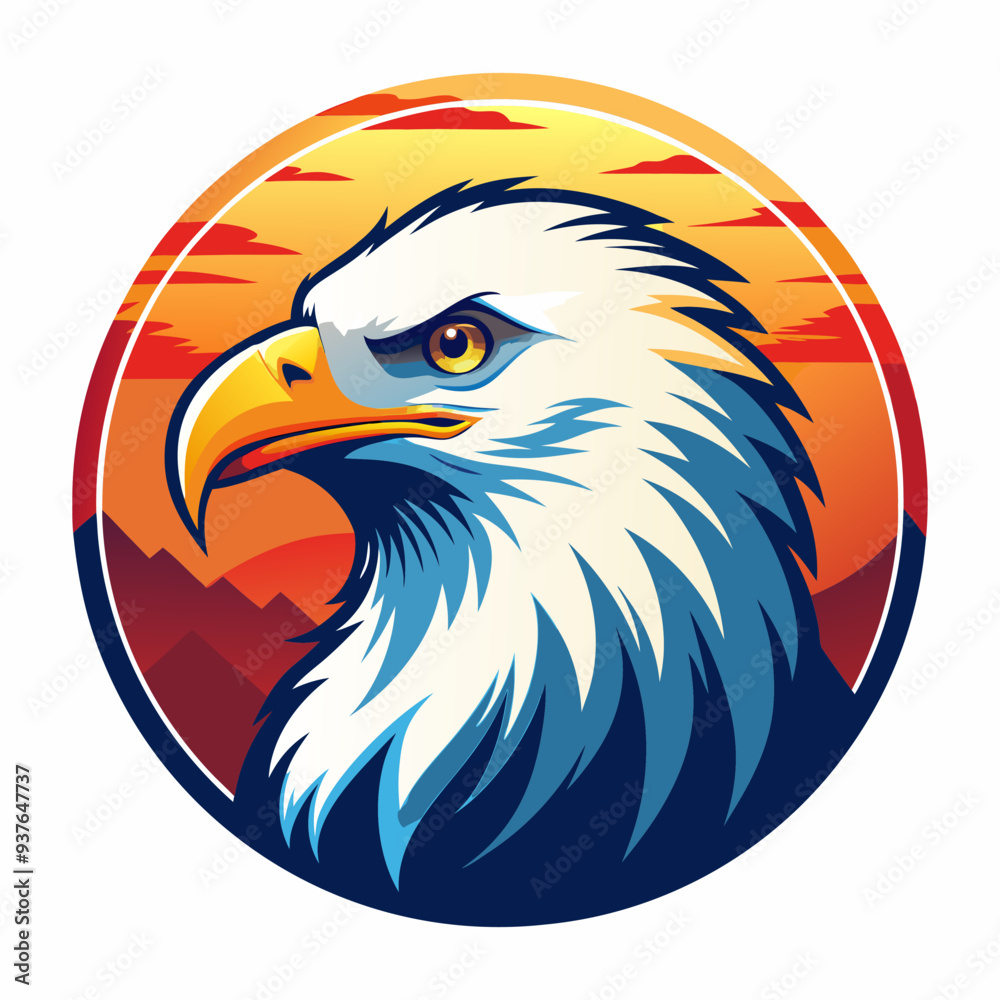 Fototapeta premium eagle head mascot design vector illustration isolated on white background