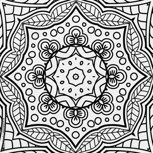 Obraz na płótnie Arrière plan noir et blanc avec motif graphique mandala pour colorier w salonie