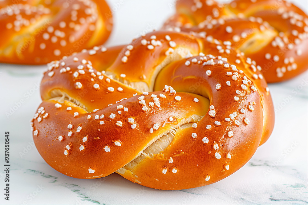 Soft Pretzel and Baked Goods: Freshly Baked Deliciously Golden and Topped with Coarse Salt. Tempting Snack for Any Occasion Soft Pretzel and Baked Goods: Freshly Baked Deliciously Golden and Topped with Coarse Salt. Tempting Snack for Any Occasion