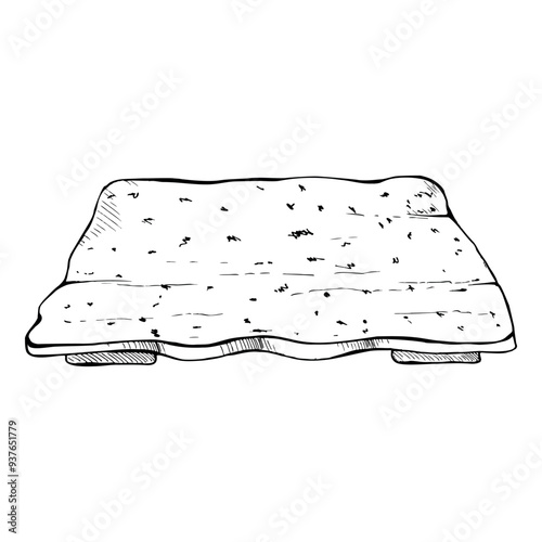 Ceramic plate dish tray beige, for hobby, handmade, food. Hand drawn in vector pen and ink. Isolated illustration for pottery shop logo, art class, print, website, restaurant or cafe menu, booklet.