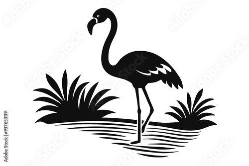 Simple flamingo bird silhouette vector illustration
