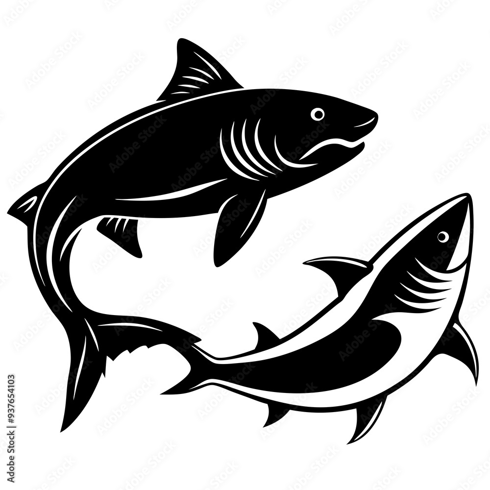 Fototapeta premium shark cat fish silhouette Vector