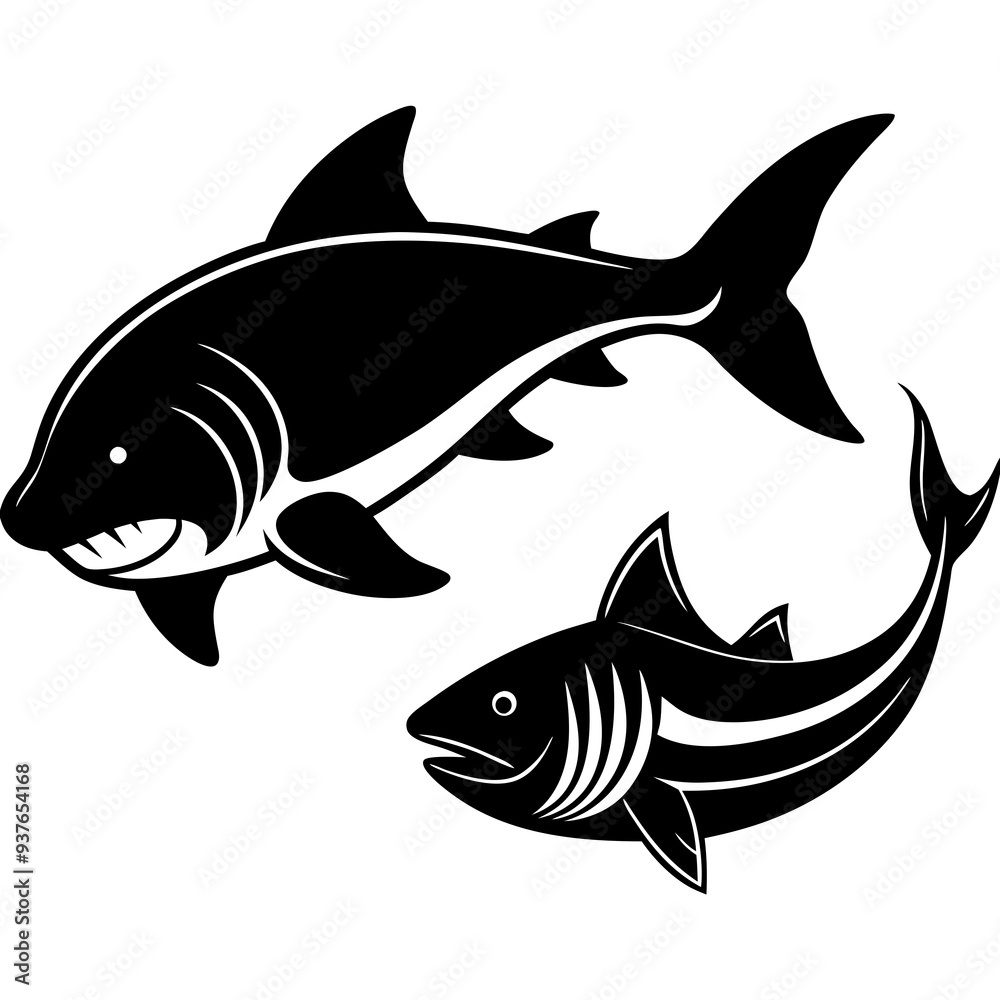 Fototapeta premium shark cat fish silhouette Vector