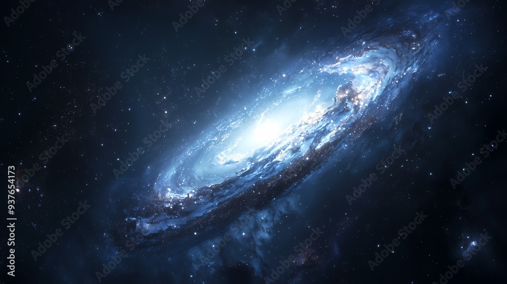 Fototapeta premium Blue Spiral Galaxy in Space.