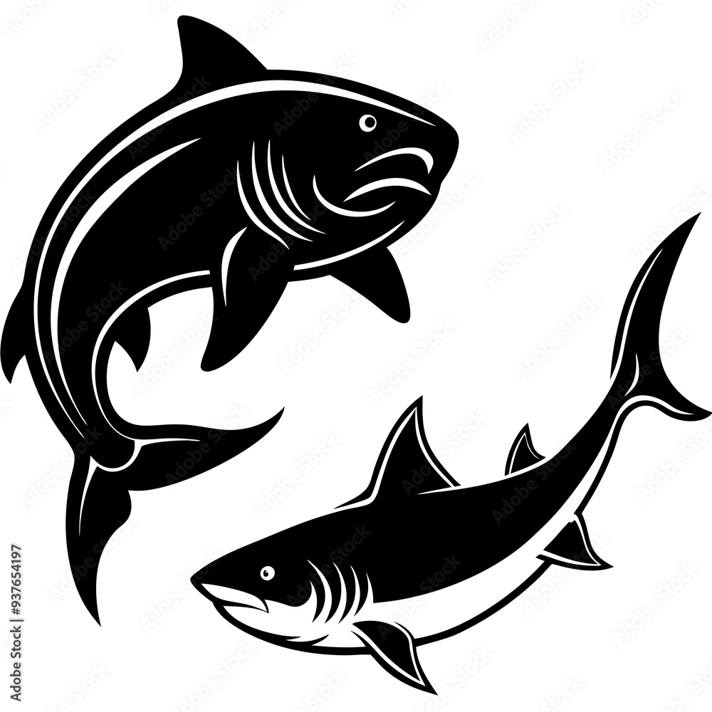 Obraz premium shark cat fish silhouette Vector