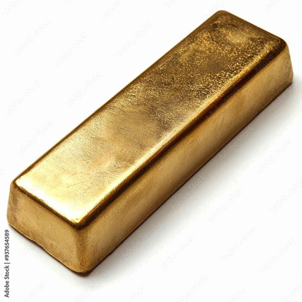 A Single Gold Bar on a White Background A Single Gold Bar on a White Background