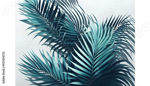 tropical leaves shadow overlay effect transparent background, palm leaf shadows 3d rendering png file